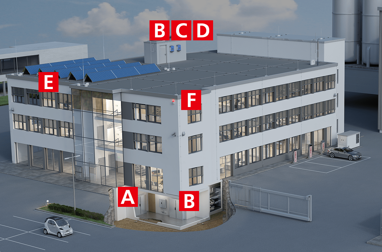 Industriegebäude mit ausreichendem Trennungsabstand 